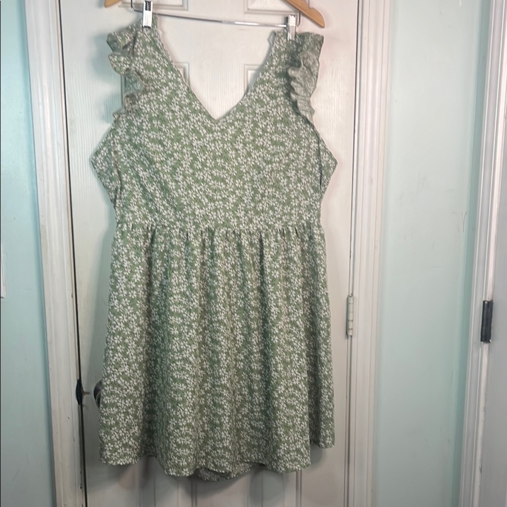 SHEIN Asymmetrical Dress in Green Floral